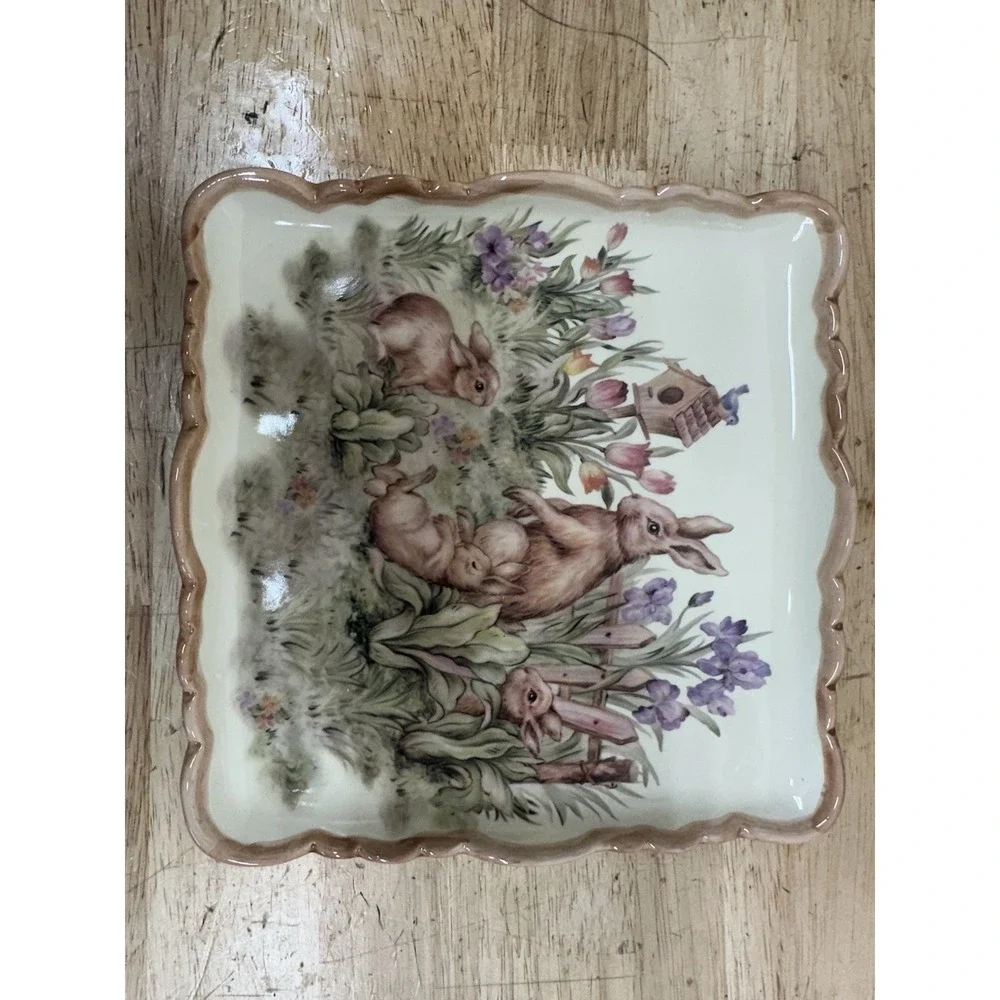 Cracker Barrel Easter Treasures Bunny Teapot Creamer Sugar Set Tray